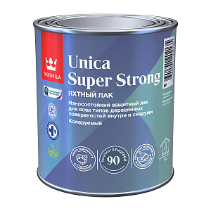 Лак Tikkurila Unica Super Strong 20 уретано-алкидный яхтный полуматовый, база EP, бесцветный 0,9 л