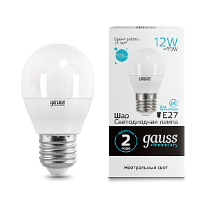 Лампа Gauss Elementary Globe LED E27 12W 4100K 53222