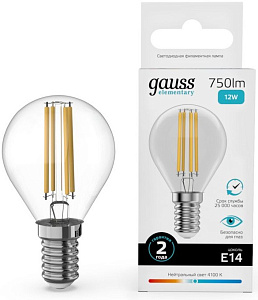 Лампа Gauss Elementary Filament Globe LED E14 12W 4100K 52122