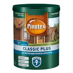 Краска Pinotex Classic Plus пропитка-антисептик 3в1 ель натуральная 0,9л