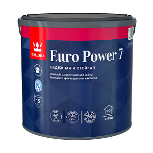 Краска Tikkurila Euro Power-7 (Евро-7) моющаяся для стен и потолков база С 2,7л