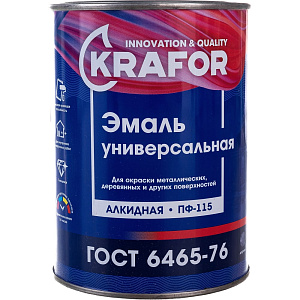 Эмаль KRAFOR ПФ-115 универсальная алкидная красная 0,8 кг