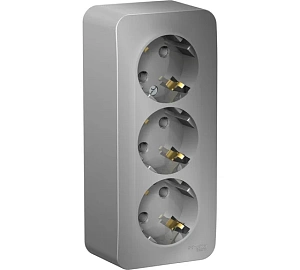 Розетка Schneider Electric BLANCA 3-м с заземлением 16А открытый монтаж без шторок алюминий