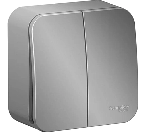 Выключатель Schneider Electric BLANCA 2-клавишный 10А открытый монтаж алюминий