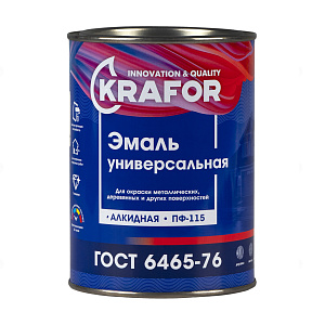 Эмаль KRAFOR ПФ-115 универсальная алкидная синяя 0,8 кг