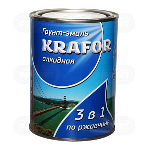 KRAFOR Грунт-Эмаль по ржавчине желтая 1 кг