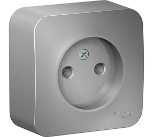 Розетка Schneider Electric BLANCA 1-м без заземлением 16А открытый монтаж алюминий без шторок