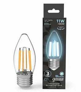 Лампа Gauss Filament Свеча 7W 580lm 4100К Е27 LED 103802207