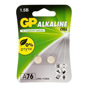 Элемент питания GP батарейка LR44 Alkaline (2 штуки в блистере)