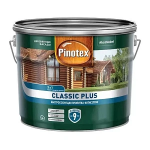 Краска Pinotex Classic Plus пропитка-антисептик 3в1 база CLR 9л