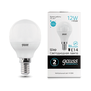 Лампа Gauss Elementary Globe LED E14 12W 4100K 53122