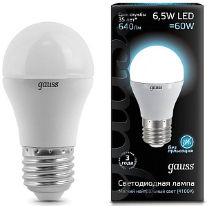 Лампа Gauss LED Globe E27 6.5W 4100К