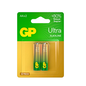 Элемент питания GP Ultra Alkaline батарейка пальчиковая тип АА блистер - 2шт