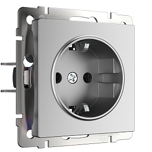 Розетка Werkel с заземлением (серебряный матовый) W1171065