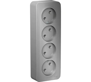 Розетка Schneider Electric BLANCA 4-м без заземления 16А открытый монтаж без шторок алюминий